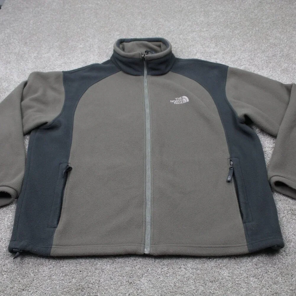 The North Face Sweatshirt Mens Large Gray Full Zip Long Sleeve Fleece Jacket TNF